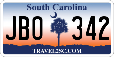 SC license plate JBO342