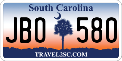 SC license plate JBO580