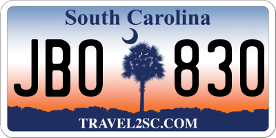 SC license plate JBO830