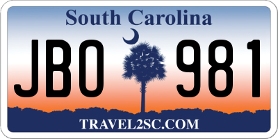 SC license plate JBO981