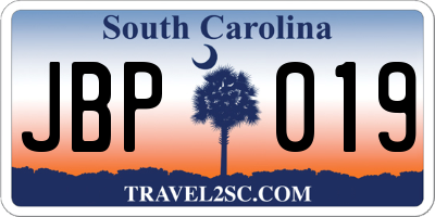 SC license plate JBP019