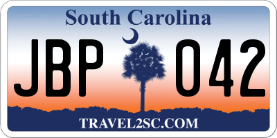 SC license plate JBP042
