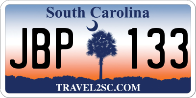 SC license plate JBP133