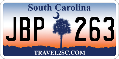 SC license plate JBP263