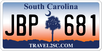 SC license plate JBP681