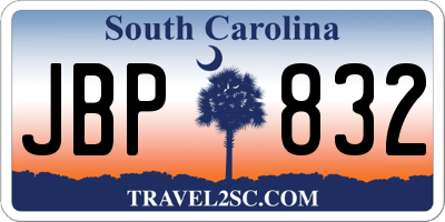 SC license plate JBP832