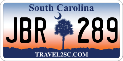 SC license plate JBR289