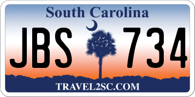 SC license plate JBS734