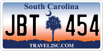 SC license plate JBT454