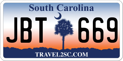 SC license plate JBT669