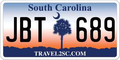 SC license plate JBT689