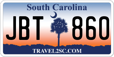 SC license plate JBT860
