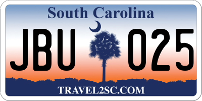 SC license plate JBU025