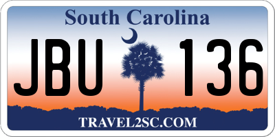SC license plate JBU136