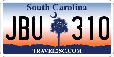 SC license plate JBU310