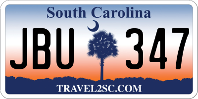 SC license plate JBU347