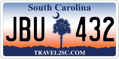 SC license plate JBU432