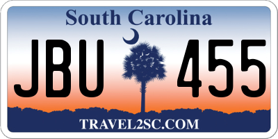 SC license plate JBU455