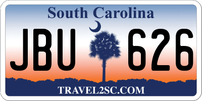SC license plate JBU626
