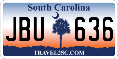 SC license plate JBU636