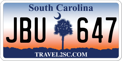 SC license plate JBU647