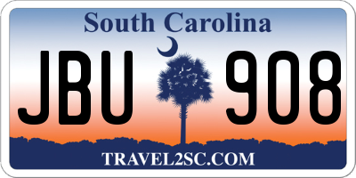 SC license plate JBU908