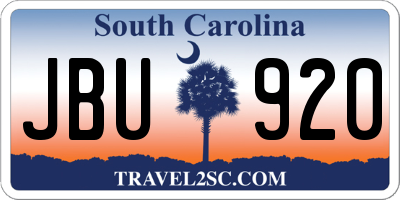 SC license plate JBU920