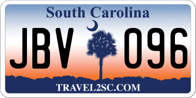 SC license plate JBV096