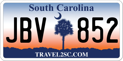 SC license plate JBV852