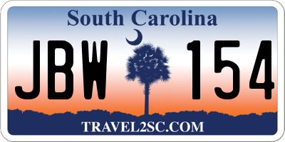 SC license plate JBW154