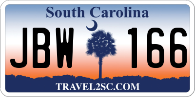 SC license plate JBW166