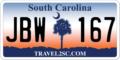 SC license plate JBW167