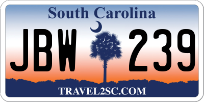 SC license plate JBW239