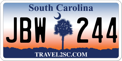 SC license plate JBW244