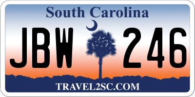 SC license plate JBW246