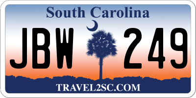 SC license plate JBW249