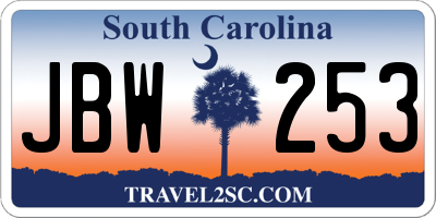 SC license plate JBW253