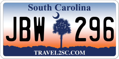 SC license plate JBW296