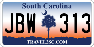 SC license plate JBW313