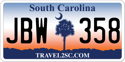 SC license plate JBW358