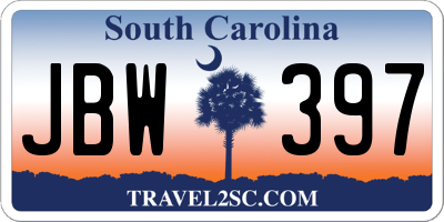 SC license plate JBW397