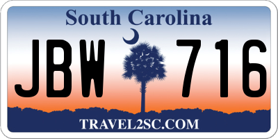 SC license plate JBW716