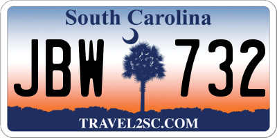 SC license plate JBW732