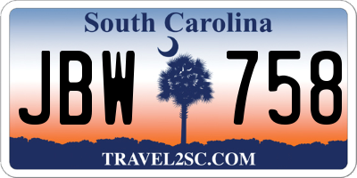 SC license plate JBW758