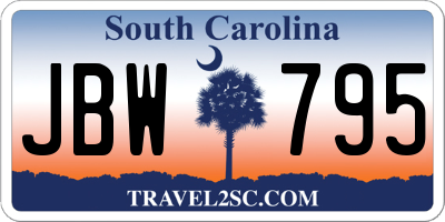 SC license plate JBW795