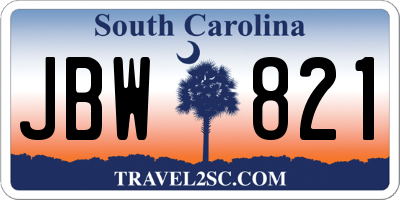 SC license plate JBW821