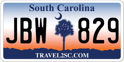 SC license plate JBW829