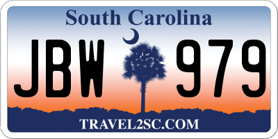 SC license plate JBW979