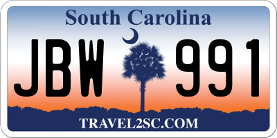 SC license plate JBW991