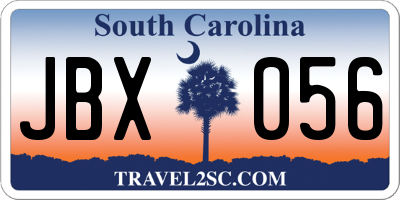SC license plate JBX056